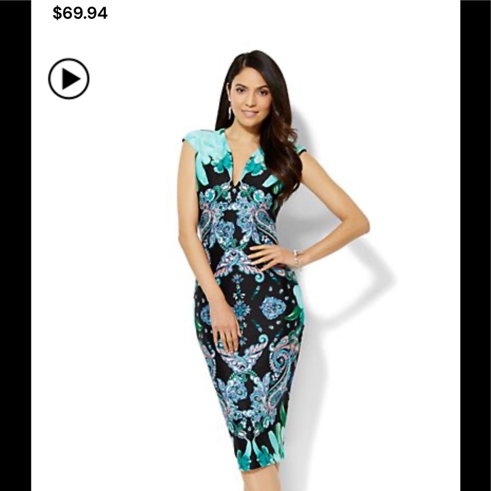 New! Scuba Sheath midi dress- Paisley